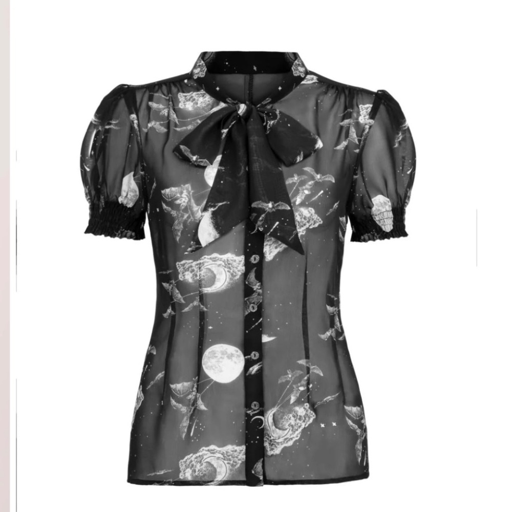 NWT Hell Bunny Over The Moon Blouse Sz UK 5x
